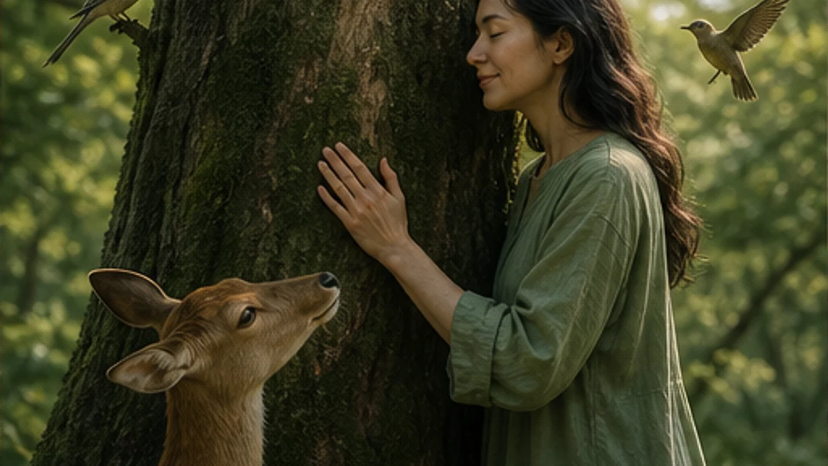 樹木や動物など自然界と心を通わせる女性