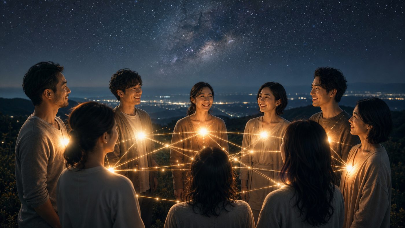 似た波動の人が星座のような光でつながる仲間の輪