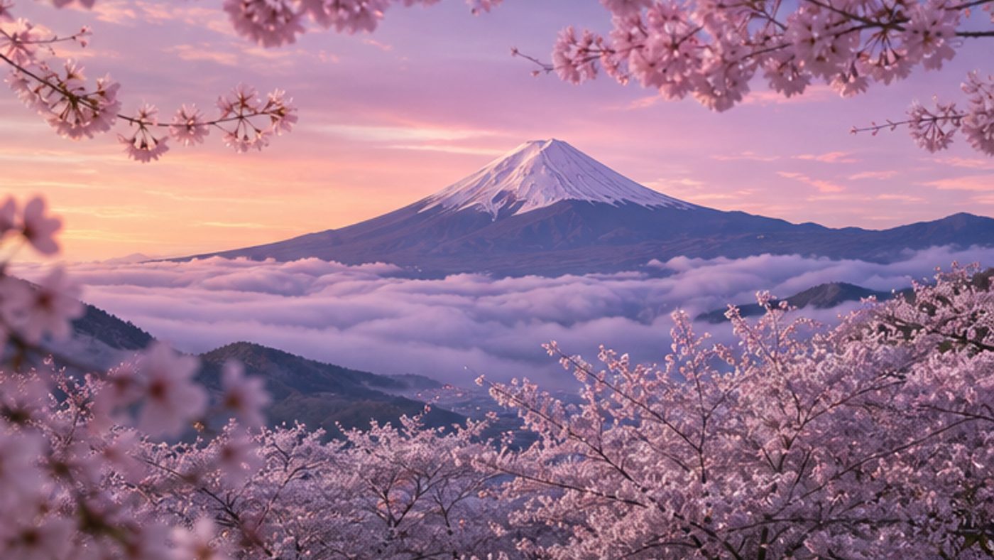 コノハナサクヤヒメを象徴する富士山と桜