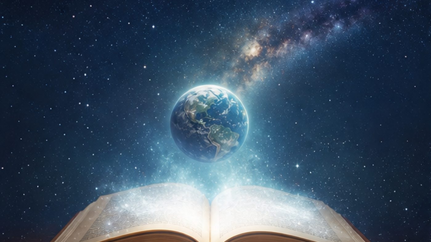 本から宇宙の叡智が広がるイメージ