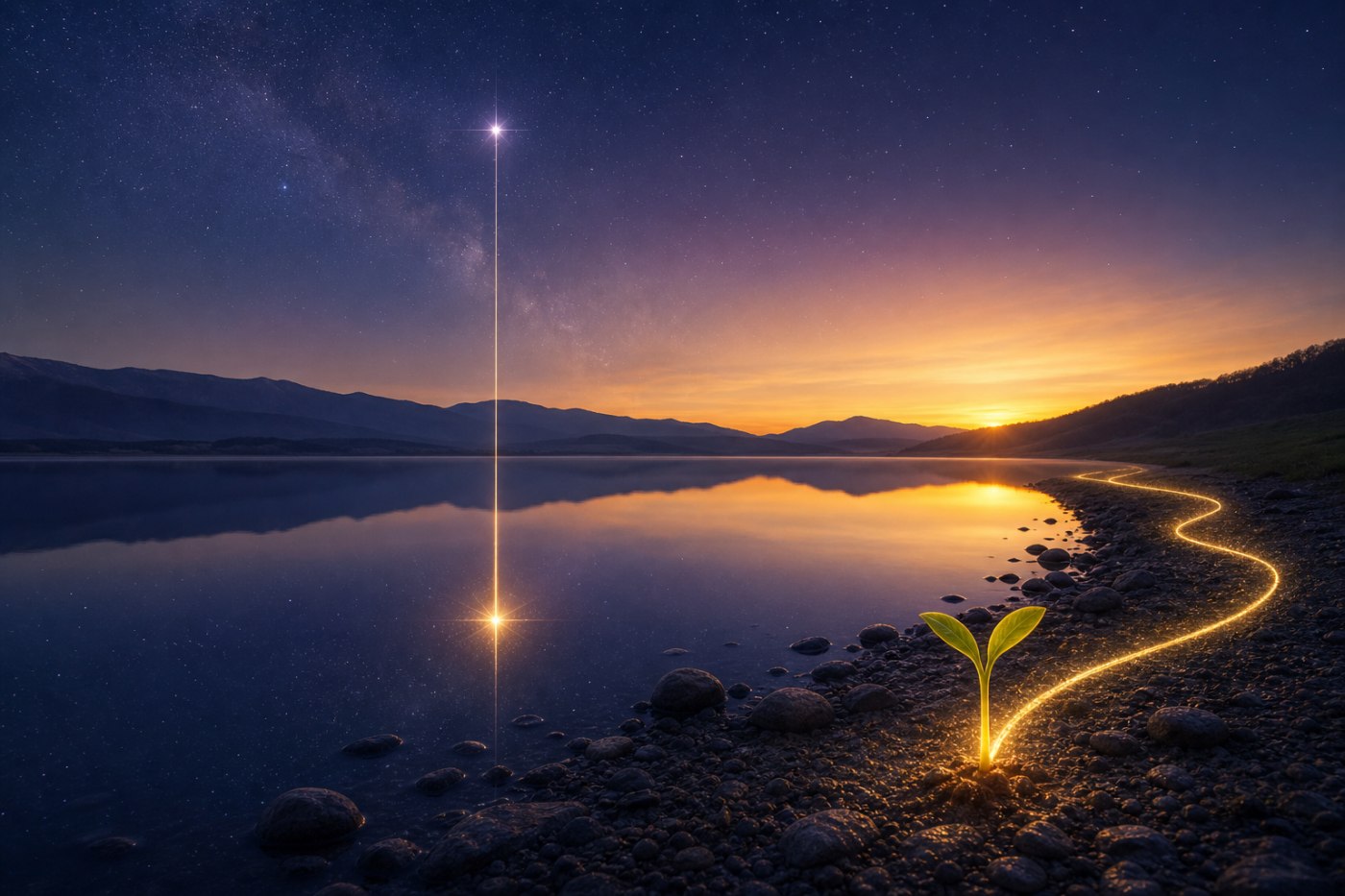 ハイヤーセルフの導きと魂の目的を象徴する星と光の道