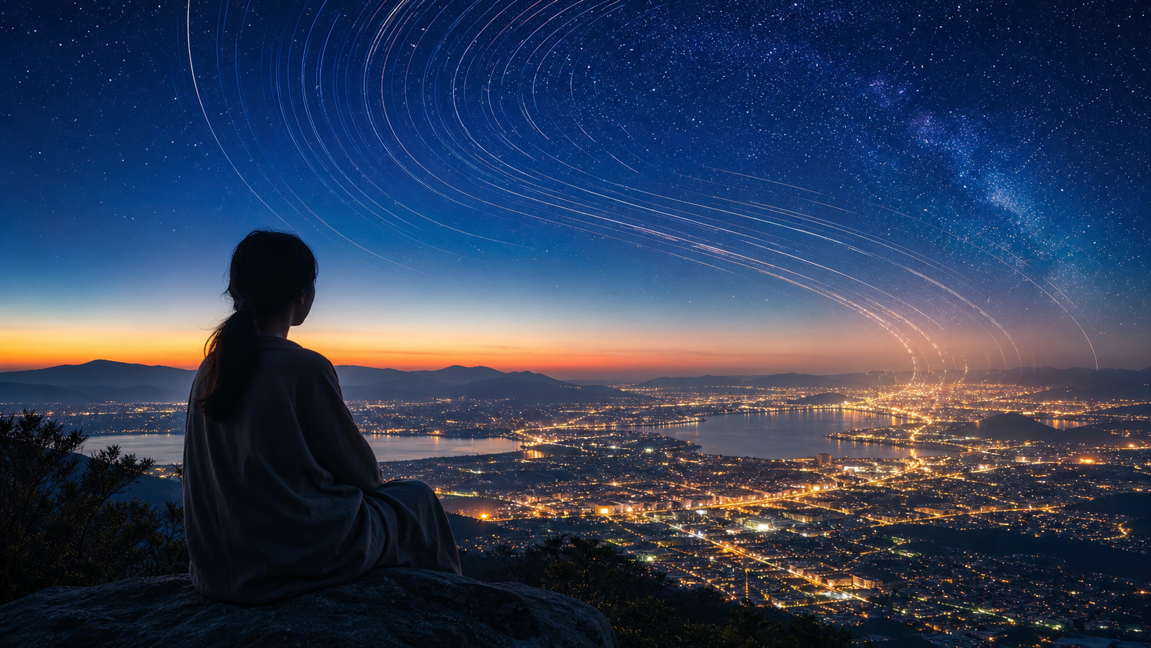 星の軌道と街の灯りがつながる宇宙と日常