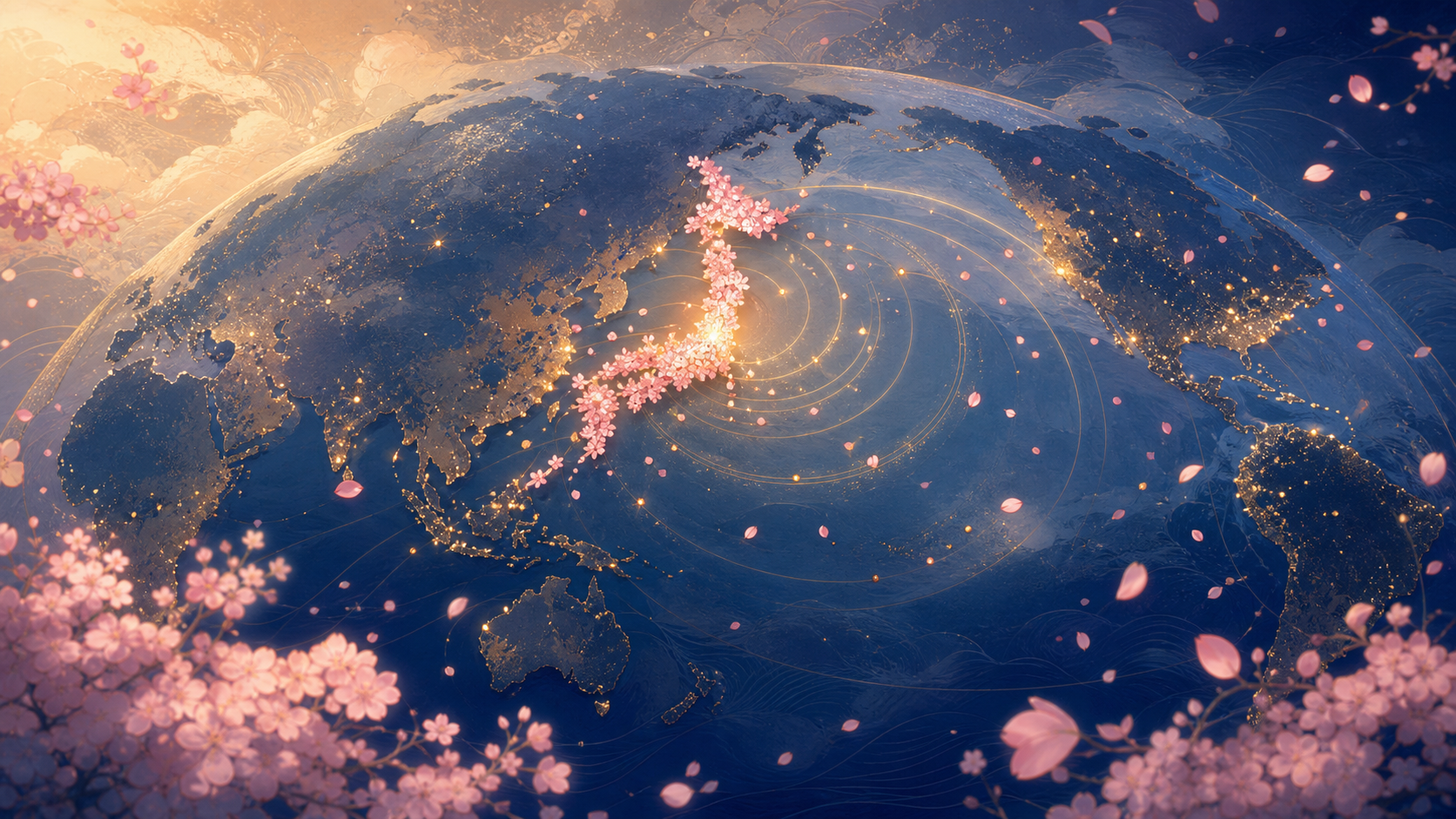 地球を包む宇宙のエネルギーを表すイラスト
