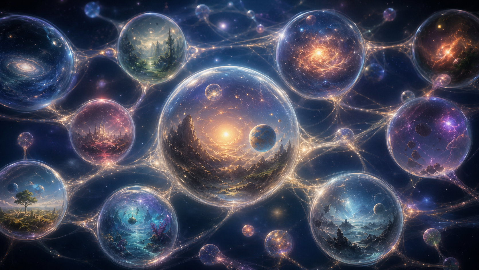 心の中に存在する複数の可能性を表す宇宙のイラスト