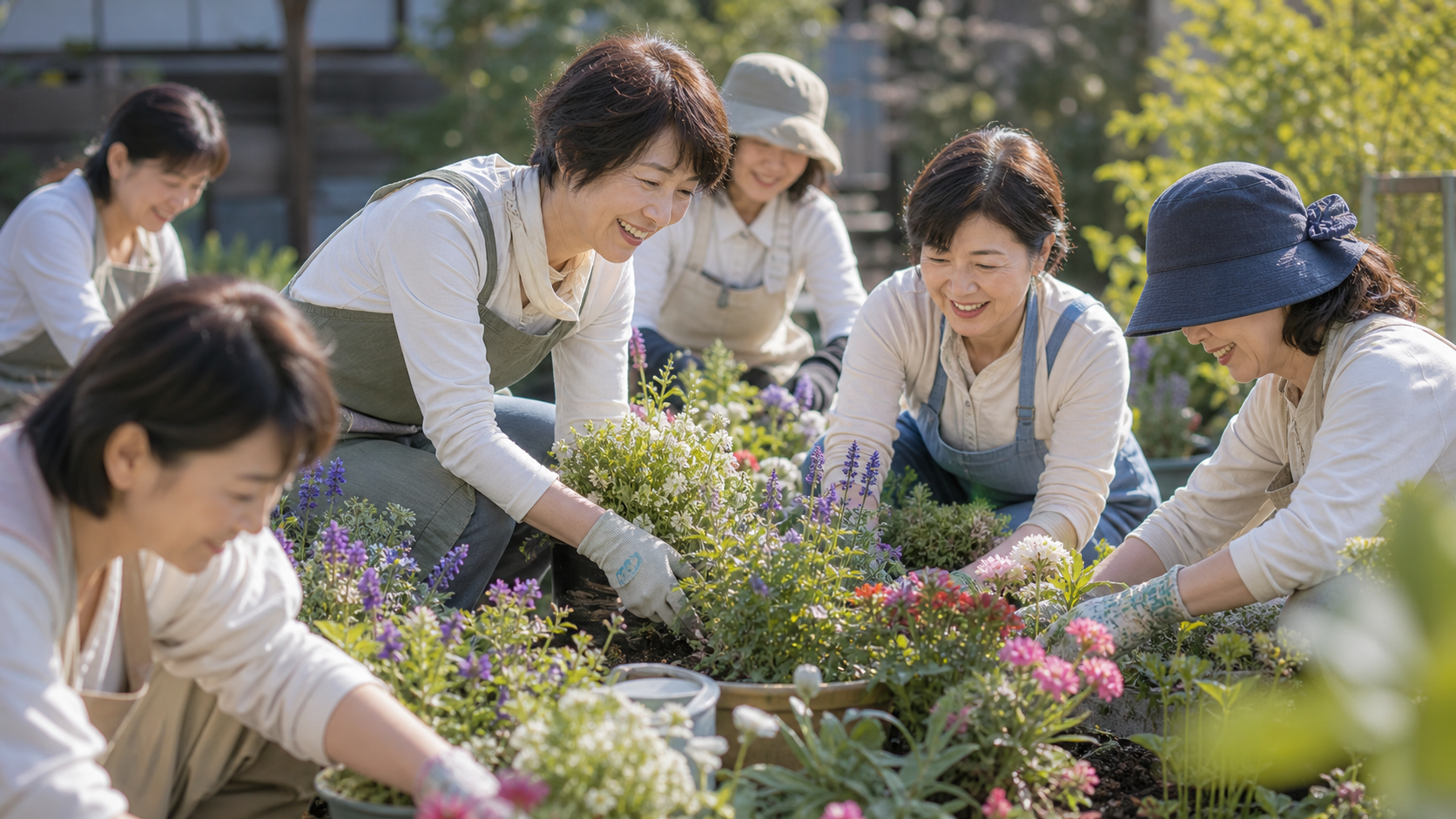 地域で協力して花と緑を育てる人々