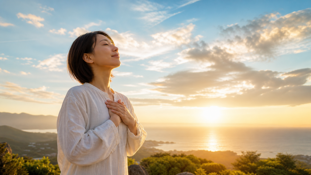 自分の幸せを自分で選ぶ女性と朝の光