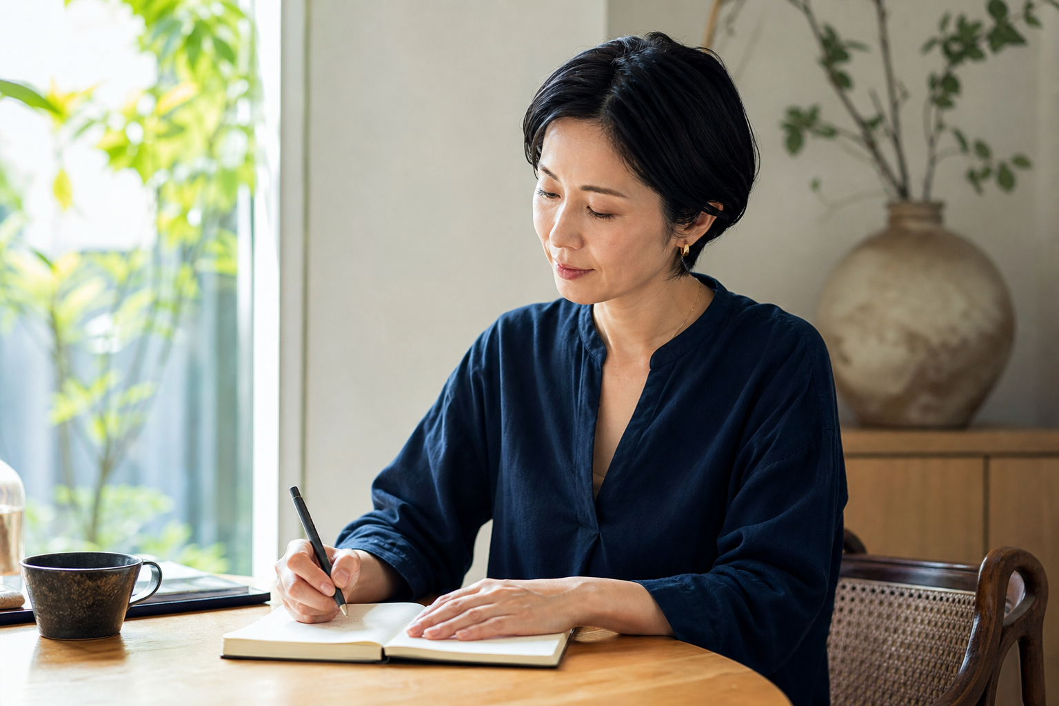 望むパートナーシップをノートに書く女性