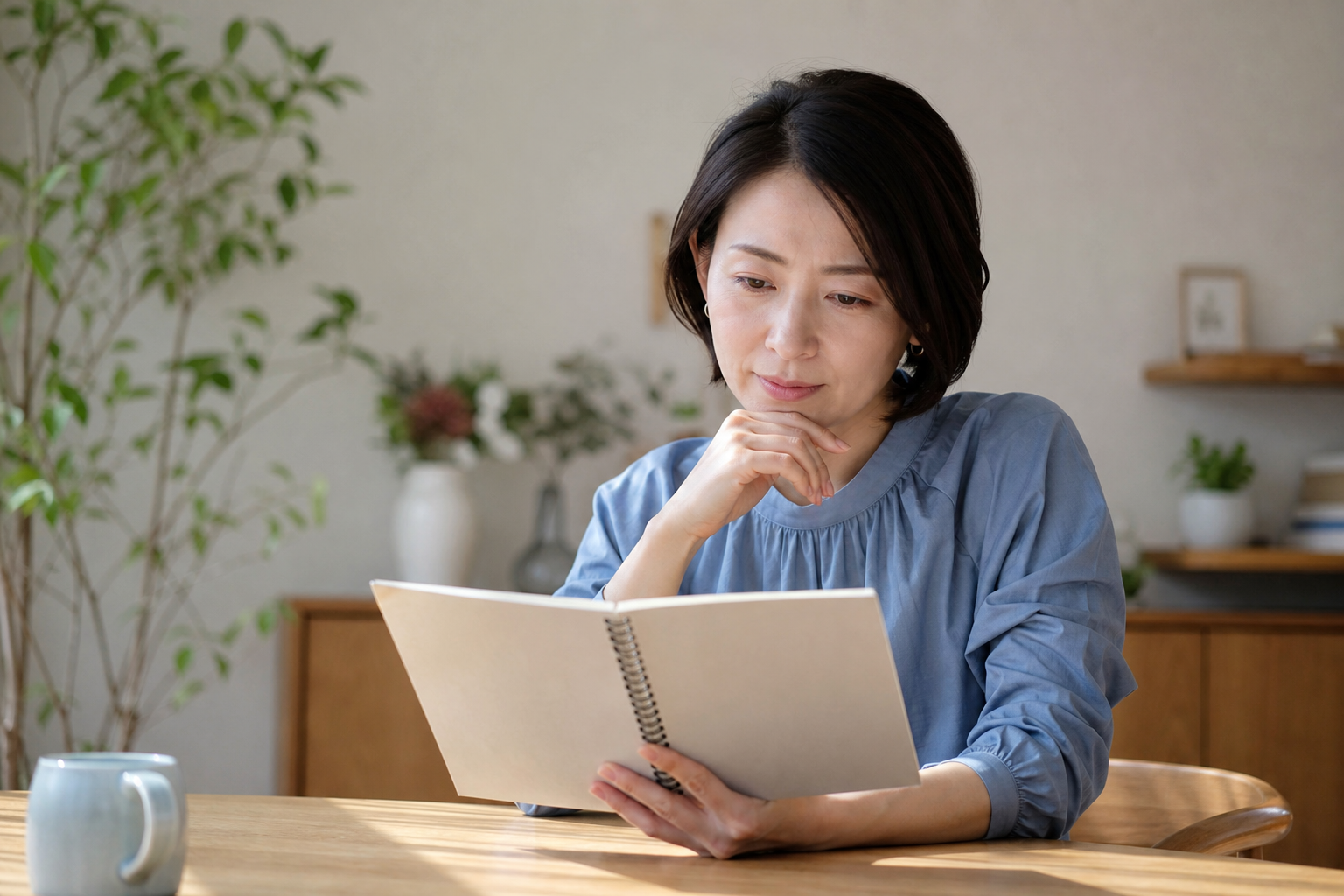 未来の選択肢をノートに書き出す女性