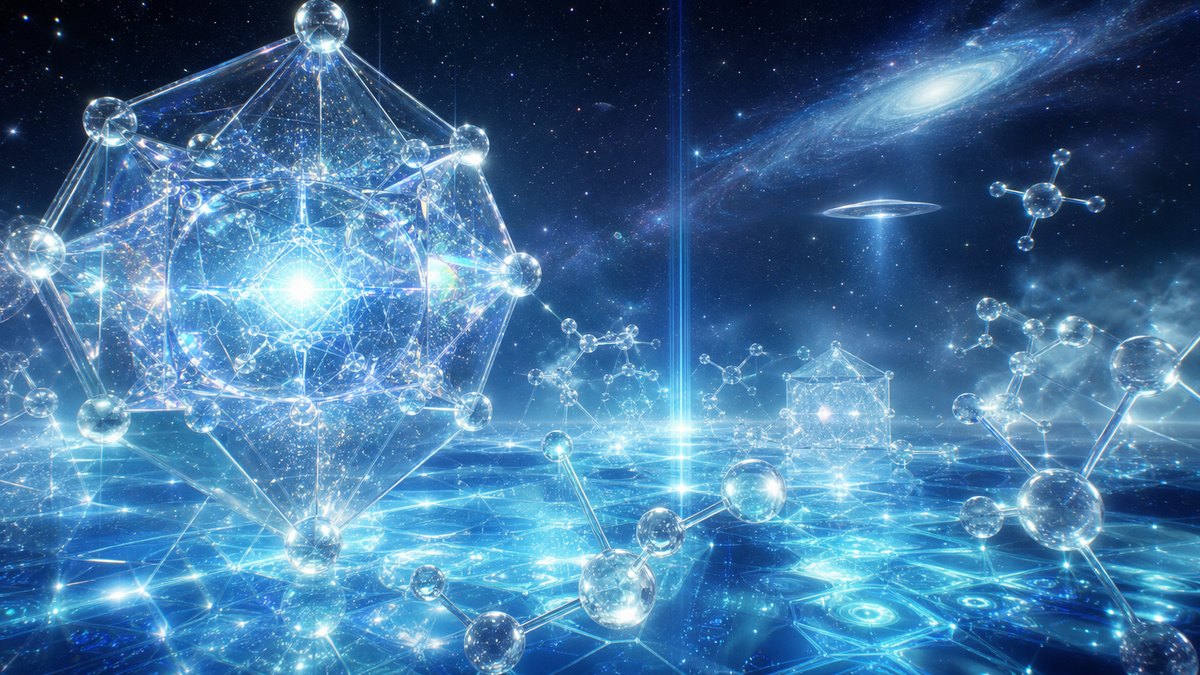 水分子を思わせる幾何学と銀河