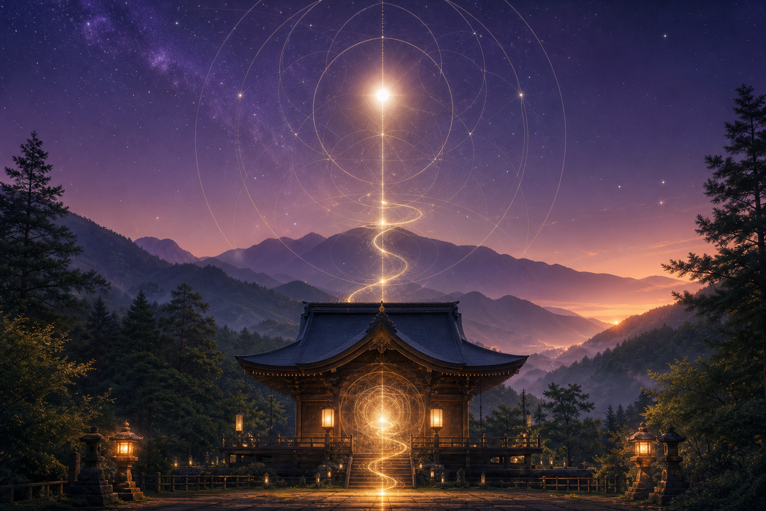 サナトクマラと金星と鞍馬寺魔王殿のつながりを象徴するイラスト