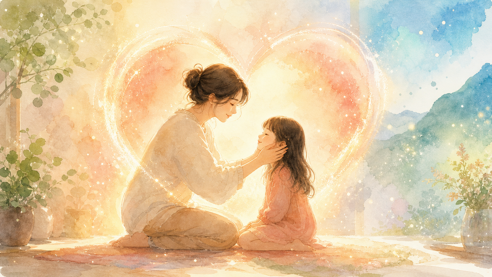 自分を愛しインナーチャイルドを癒す大人と子どものイラスト