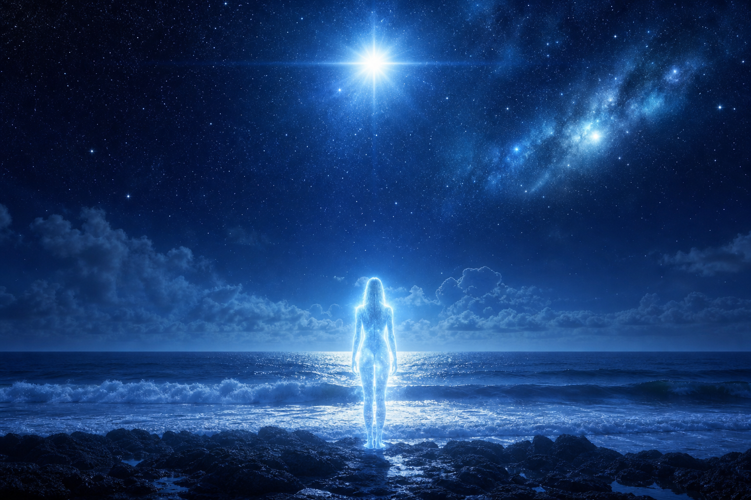 シリウスの青白い星光とシリウス星人を象徴する人物